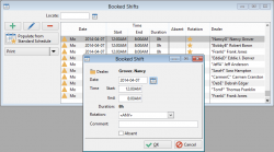 Manage your dealers booked shifts. These can be populated automatically from the standard schedule, and you can manually add and adjust individual shifts.