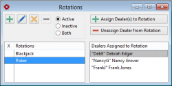 Create any number of rotations, to reflect casino layout and operations.