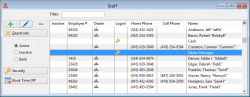 You can define all your staff, including managers with their login and security privileges, and dealers with their abilities.
